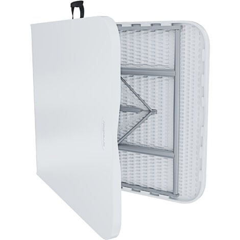 Tavolo Tavolino Pieghevole In Dura Resina Set Birreria Facile Trasporto Con Maniglie Ideale Per Giardino Campeggio Terrazzo Fiere Sagre 180 x 74 x 74 cm Colore Bianco