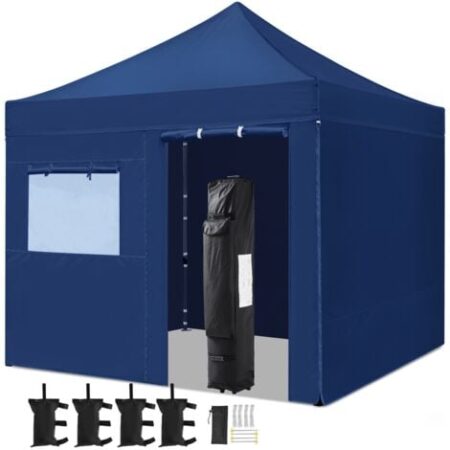 Yaheetech Gazebo da Giardino con Finestra Tenda Protezione per Campeggio Stand Commerciale Spiaggia Bancarella Navy Blu
