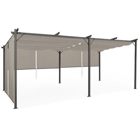 Pergola edizione speciale tetto retrattile 3x6 M e 6 tende da sole color tortora