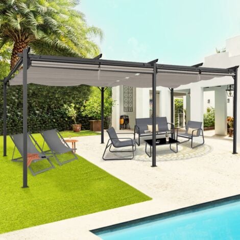 Pergola edizione speciale tetto retrattile 3x6 M e 6 tende da sole color tortora