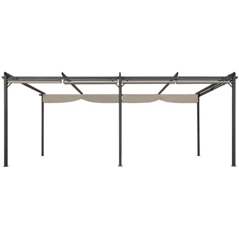 Pergola edizione speciale tetto retrattile 3x6 M e 6 tende da sole color tortora