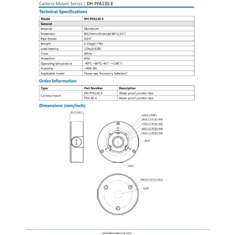 SCATOLA GIUNZIONE PER TELECAMERE BULLET E DOME VIDEOSORVEGLIANZA DAHUA