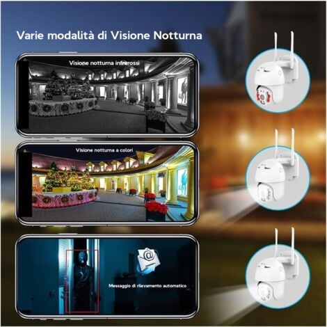 KIT VIDEOSORVEGLIANZA WIRELESS PTZ IP 4 TELECAMERE 5 MPX WIFI DA REMOTO 1 TB