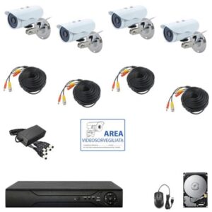 KIT VIDEOSORVEGLIANZA AHD IP CLOUD DVR 4 CANALI 4 TELECAMERE 5 MPX HD 1 TB