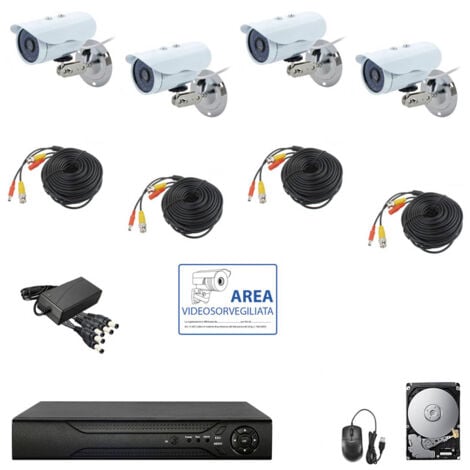 KIT VIDEOSORVEGLIANZA AHD IP CLOUD DVR 4 CANALI 4 TELECAMERE 5 MPX HD 1 TB