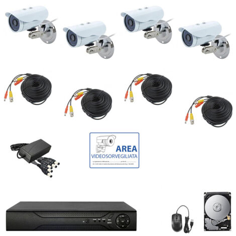 KIT VIDEOSORVEGLIANZA AHD IP CLOUD DVR 4 CANALI 4 TELECAMERE 5 MPX HD 1 TB