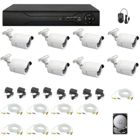 KIT VIDEOSORVEGLIANZA 8 TELECAMERE AHD 5 MPX HD 2 TB CAVI DVR 8 CH