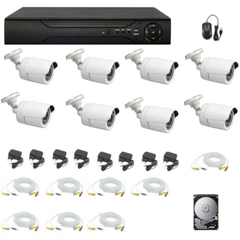 KIT VIDEOSORVEGLIANZA 8 TELECAMERE AHD 5 MPX HD 2 TB CAVI DVR 8 CH