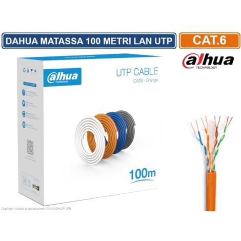 CAVO RETE 100 METRI ETHERNET UTP CAT 6 4X2 AWG 24 LAN RJ45 DAHUA