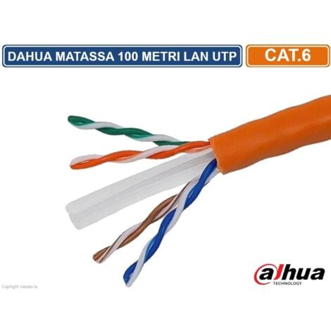 CAVO RETE 100 METRI ETHERNET UTP CAT 6 4X2 AWG 24 LAN RJ45 DAHUA