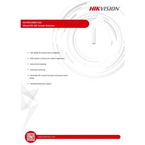 Hikvision Rilevatore Curtain Filare Antimask DS-PDC10AM-VG3