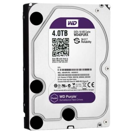 HARD DISK 3,5 WESTERN DIGITAL PURPLE 4TB SATA3 64MB WD40PURX VIDEOSORVEGLIANZA