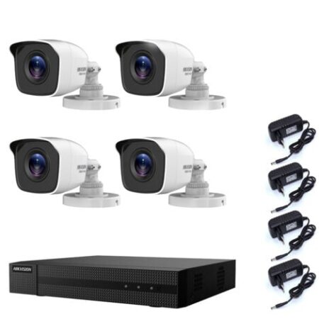 KIT VIDEOSORVEGLIANZA HIKVISION 4 TELECAMERE2 MPX DVR 8 CANALI