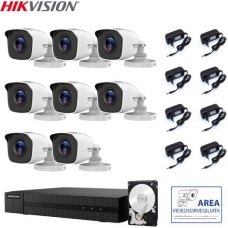 KIT VIDEOSORVEGLIANZA HIKVISION DVR 8 CANALI 8 TELECAMERE 4 MPX HD 1 TB