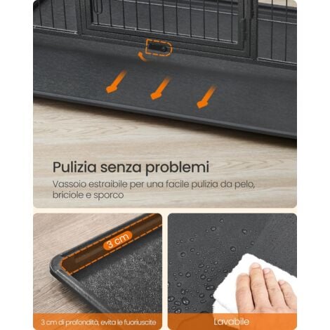 Feandrea Gabbia per Cani, Casetta per Animali, 122 x 75,5 x 80,5 cm, per Cani di Taglia Media e Grande, Doppia Porta Rimovibile, Parco per Cani, XXL, Grigio