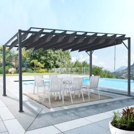 Pérgola de lamas orientables CEFALU 3x4 M en gris antracita