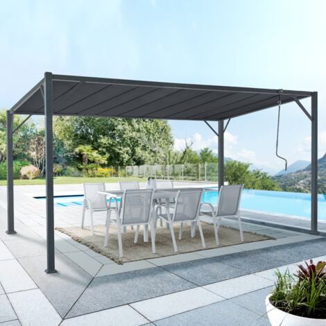 Pérgola de lamas orientables CEFALU 3x4 M en gris antracita