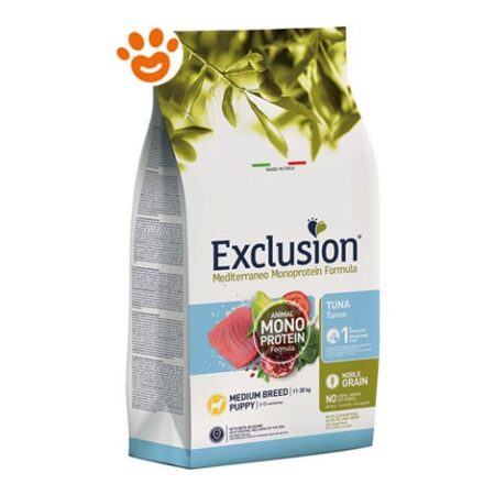 Exclusion Dog Mediterraneo Monoproteico Noble Grain Puppy Medium Breed Tonno  - Exclusion Dog Mediterraneo Monoproteico Noble Grain Puppy Medium Breed Tonno - Sacco Da 3 Kg
