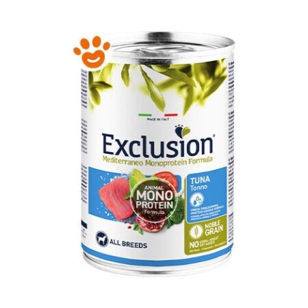 Exclusion Dog Mediterraneo All Breed Adult Tonno - Exclusion Dog Mediterraneo All Breed Adult Tonno - Lattina Da 400 Gr
