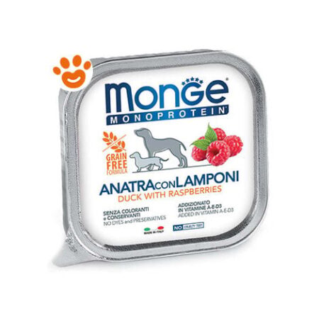 Monge Dog Monoprotein Adult Anatra e Lamponi  - Monge Dog Monoprotein Adult Anatra e Lamponi - Vaschetta Da 150 Gr