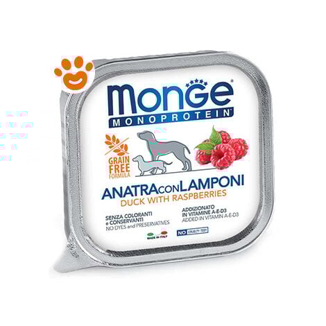 Monge Dog Monoprotein Adult Anatra e Lamponi  - Monge Dog Monoprotein Adult Anatra e Lamponi - Vaschetta Da 150 Gr