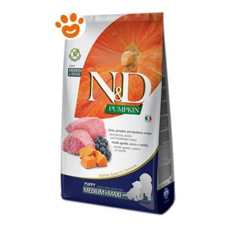 Farmina Dog N&ampD Pumpkin Puppy Medium Maxi Agnello, Zucca e Mirtilli  - Farmina Dog N&ampD Pumpkin Puppy Medium Maxi Agnello, Zucca e Mirtilli - Sacco Da 12 Kg