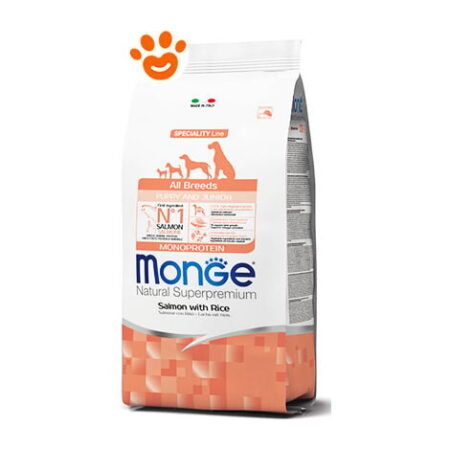 Monge Dog Natural Superpremium Mini Puppy &amp Junior Salmone e Riso  - Monge Dog Natural Superpremium Mini Puppy &amp Junior Salmone e Riso - Sacco Da 7,5 Kg