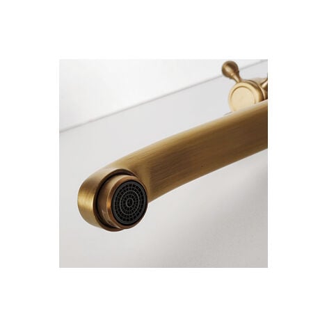 Rubinetto per lavabo da giardino a parete, rubinetto per lavabo con acqua fredda retrò, in ottone anticato, rotazione a 360°, miscelatore per lavabo