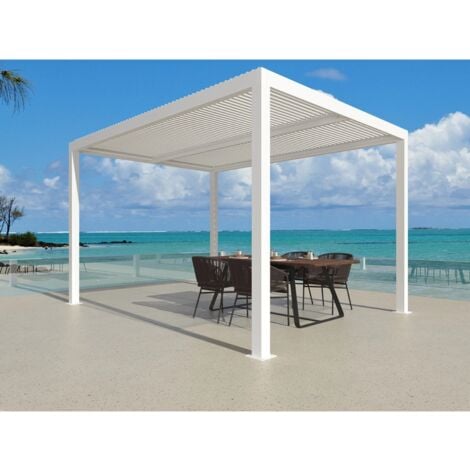 pergola bioclimatica da esterno "artemide" in alluminio bianco 3x3 m