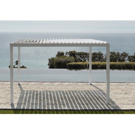 pergola bioclimatica da esterno "artemide" in alluminio bianco 3x3 m