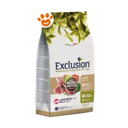 Exclusion Dog Mediterraneo Monoproteico Noble Grain Adult Large Breed Agnello  - Exclusion Dog Mediterraneo Monoproteico Noble Grain Adult Large Breed Agnello - Sacco Da 12 Kg