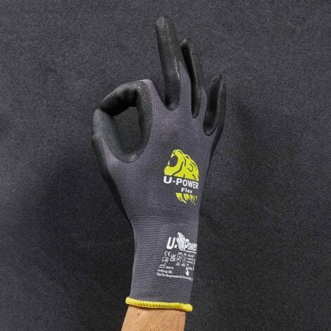 U-Power Flex Guanti Lavoro Antifortunistica Nylon Touchscreen Nero 10/XL