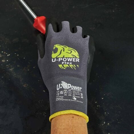 U-Power Flex Guanti Lavoro Antifortunistica Nylon Touchscreen Nero 10/XL