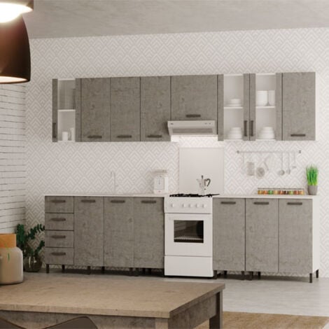 Sottolavello cucina componibile con ante 120 cm cemento.