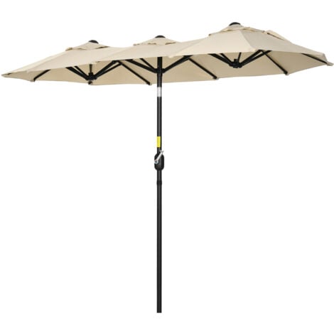 Outsunny Ombrellone da Terrazza Doppio con Manovella 295x152x222 cm Cachi