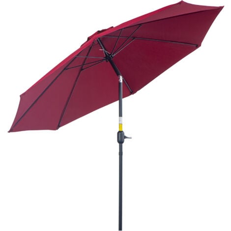 Outsunny Ombrellone da Giardino Regolabile su 3 Angolazioni Rosso Vino e Nero