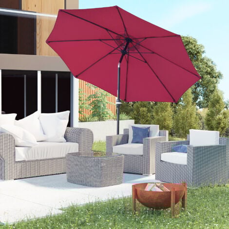 Outsunny Ombrellone da Giardino Regolabile su 3 Angolazioni Rosso Vino e Nero