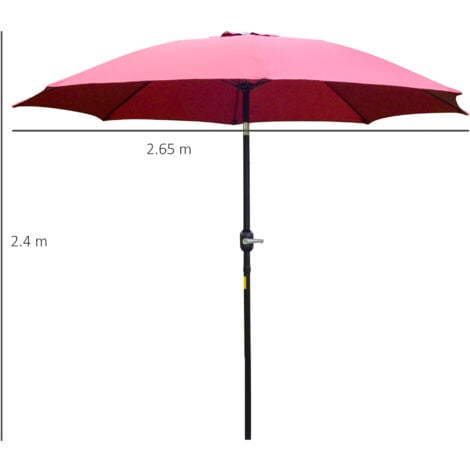 Outsunny Ombrellone da Giardino Regolabile su 3 Angolazioni Rosso Vino e Nero