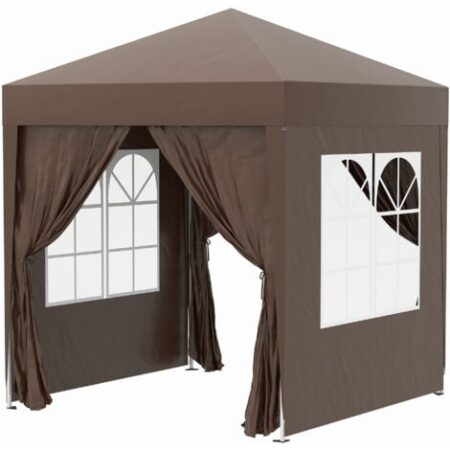 Outsunny Gazebo da Giardino 2x2 m in Metallo e Tessuto Oxford Marrone