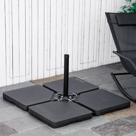 Outsunny Basamento per Ombrellone da 4 Pezzi Riempibili con Sabbia o Acqua Nero