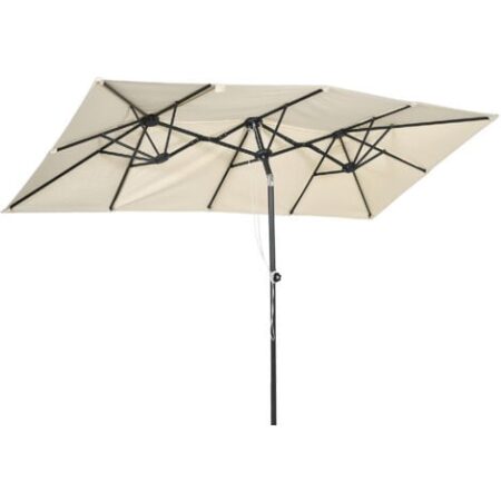 Outsunny Ombrellone da Giardino Doppio Regolabile in Altezza color Crema