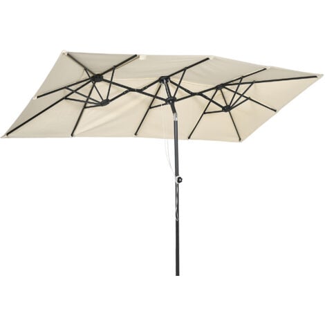 Outsunny Ombrellone da Giardino Doppio Regolabile in Altezza color Crema