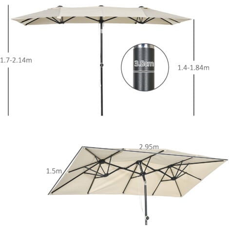 Outsunny Ombrellone da Giardino Doppio Regolabile in Altezza color Crema