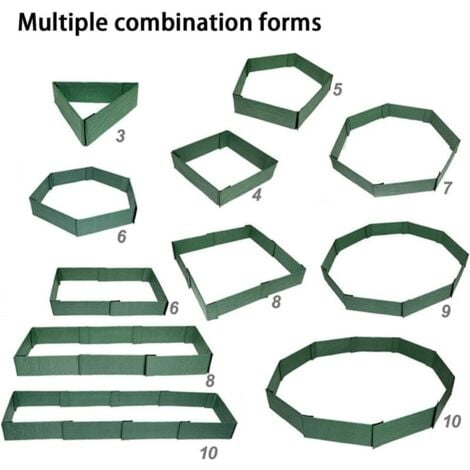 Bordatura combinata per prato da giardino, bordatura decorativa in plastica per giardino, bordatura portatile per prato, giardino, aiuola, recinzione per 3 piante