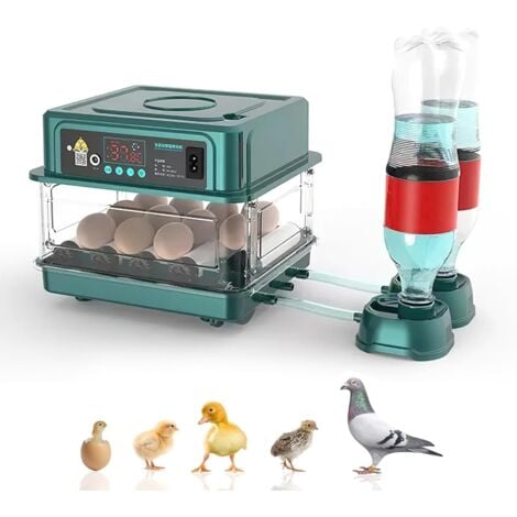 Incubatrice automatica per uova, con monitor dell'umidità, rotazione automatica delle uova, aggiunta automatica di acqua e illuminazione delle uova, per la schiusa di polli, anatre, quaglie (12 uova)