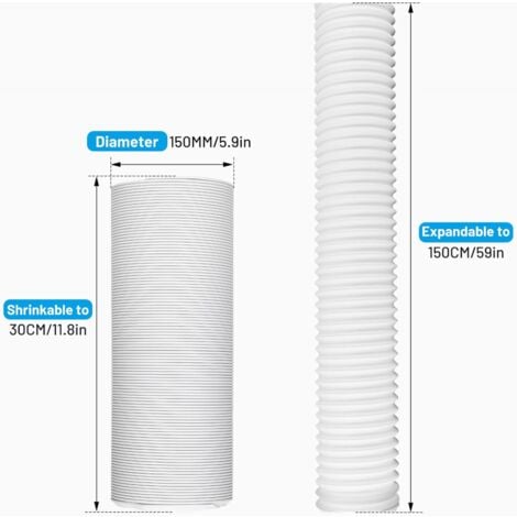 Tubo flessibile per condizionatore d'aria portatile YMYNY, prolunga per tubo flessibile di scarico del condizionatore d'aria da 150 mm di diametro, in senso ORARIO, resistente al calore e a risparmio
