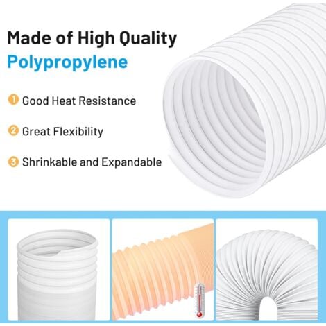 Tubo flessibile per condizionatore d'aria portatile YMYNY, prolunga per tubo flessibile di scarico del condizionatore d'aria da 150 mm di diametro, in senso ORARIO, resistente al calore e a risparmio