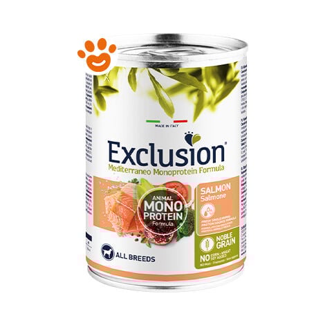 Exclusion Dog Noble Grain All Breed Adult Salmone  - Exclusion Dog Noble Grain All Breed Adult Salmone - Lattina Da 400 Gr