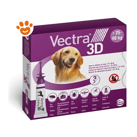 Ceva Vectra 3D Dog Viola 25- 40 kg  - Ceva Vectra 3D Dog Viola 25- 40 kg - Confezione Da 3 Pipette