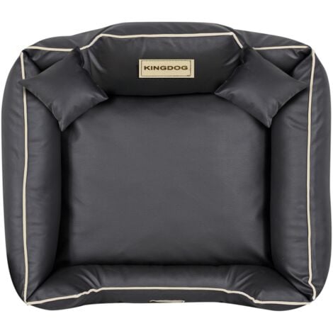 Box per cani KINGDOG, ecopelle, 75x65 cm, personalizzato, sfoderabile, antiscivolo, nero